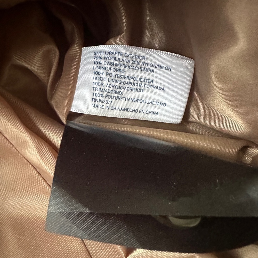 NWT St. John’s Bay Tan Wool Cashmere Blend Zip Toggle Jacket Coat Petite Large - Picture 4 of 8